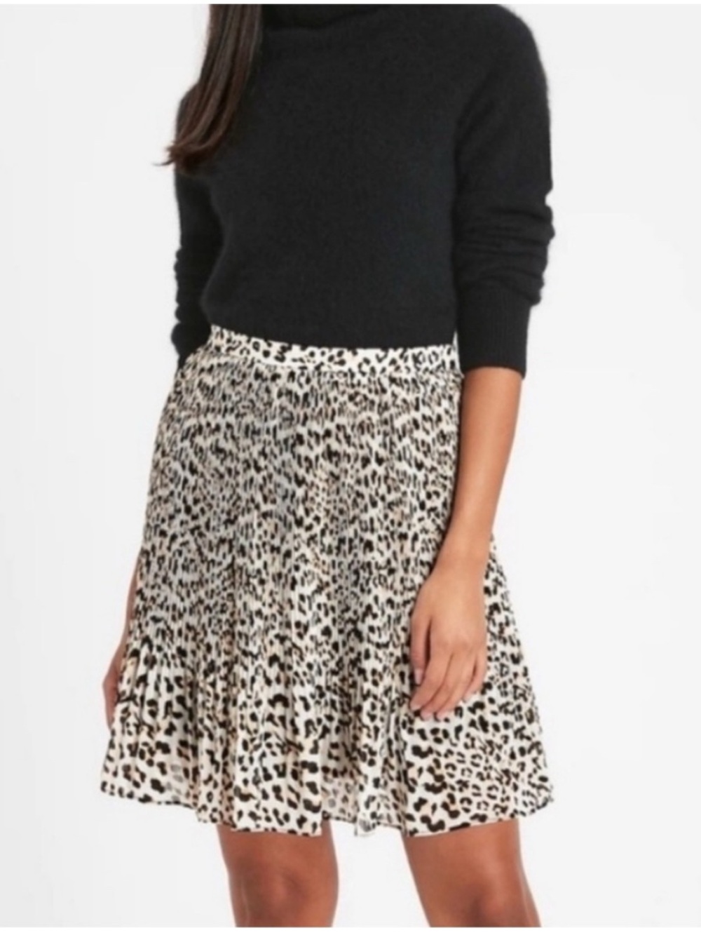 Banana Republic Leopard Print Pleated NWT Skirt Lined Side Zip Size 2